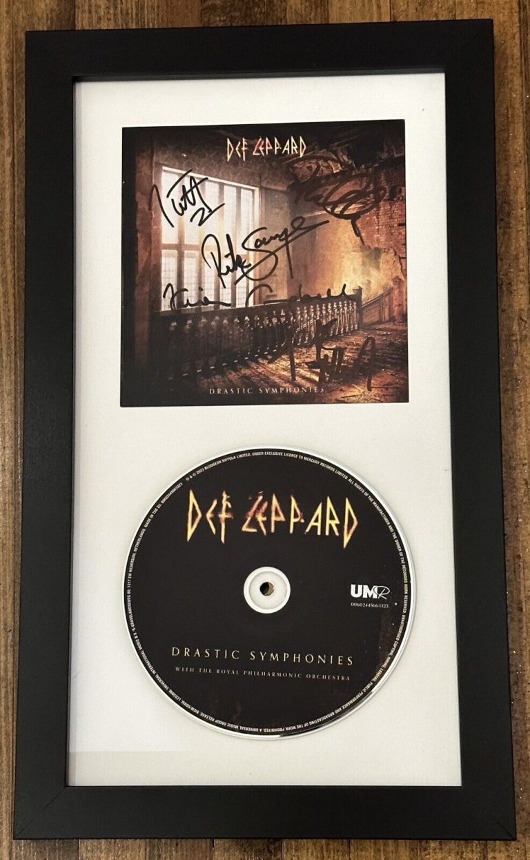 DEF LEPPARD BAND SIGNED AUTOGRAPHED FRAMED DRASTIC SYMPHONIES CD BECKETT BAS COA COLLECTIBLE MEMORABILIA