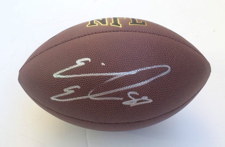 DETROIT LIONS #85 ERIC EBRON SIGNED AUTOGRAPHED NFL FOOTBALL COA! PROOF
 COLLECTIBLE MEMORABILIA