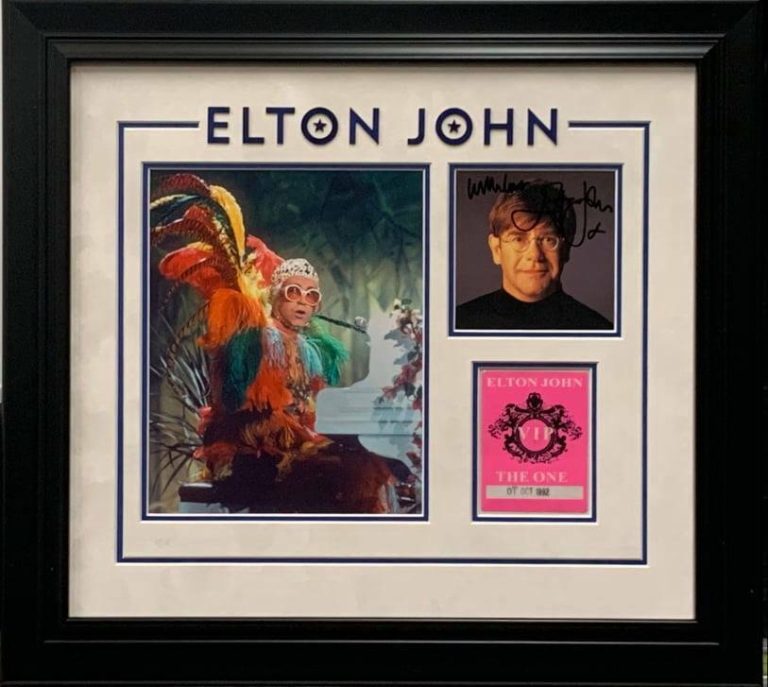 ELTON JOHN ROCKET MAN SIGNED AUTOGRAPH 22×20 FRAMED PHOTO DISPLAY EPPERSON COA COLLECTIBLE MEMORABILIA