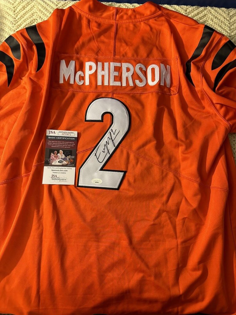 EVAN MCPHERSON SIGNED BENGALS JERSEY STITCHED XL JSA AUTHENTICATION COA
 COLLECTIBLE MEMORABILIA
