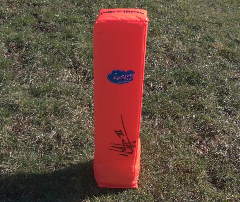FLORIDA GATORS VERNON HARGREAVES SIGNED AUTOGRAPHED FOOTBALL PYLON COA! PROOF!
 COLLECTIBLE MEMORABILIA