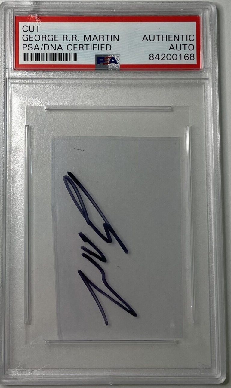 GEORGE RR MARTIN SIGNED CLEAR PLASTIC CUT GAME OF THRONES AUTOGRAPH PSA DNA COLLECTIBLE MEMORABILIA