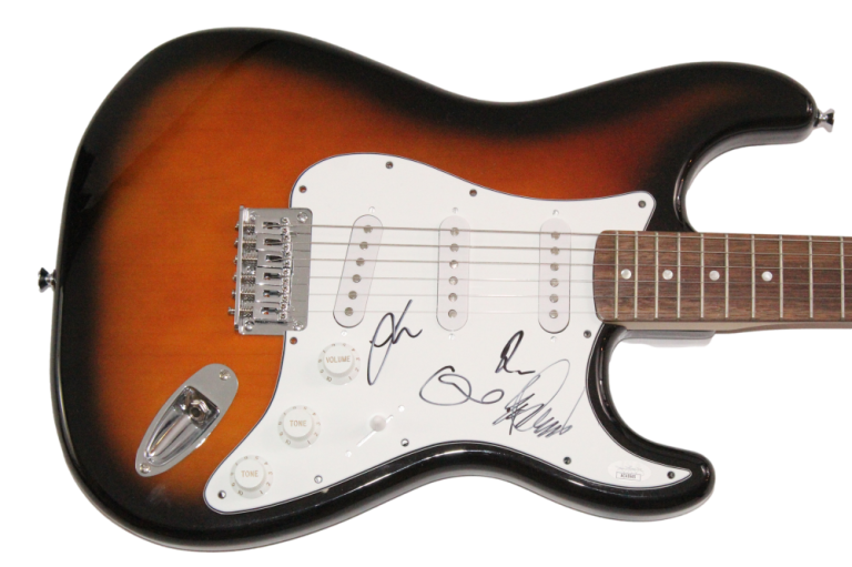 GLASS ANIMALS FULL BAND SIGNED AUTOGRAPH FENDER ELECTRIC GUITAR W/ JSA COA COLLECTIBLE MEMORABILIA