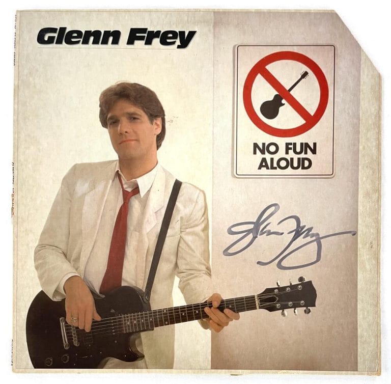 GLENN FREY EAGLES SIGNED AUTOGRAPH ALBUM VINYL RECORD LP NO FUN ALOUD W/ BECKETT COLLECTIBLE MEMORABILIA