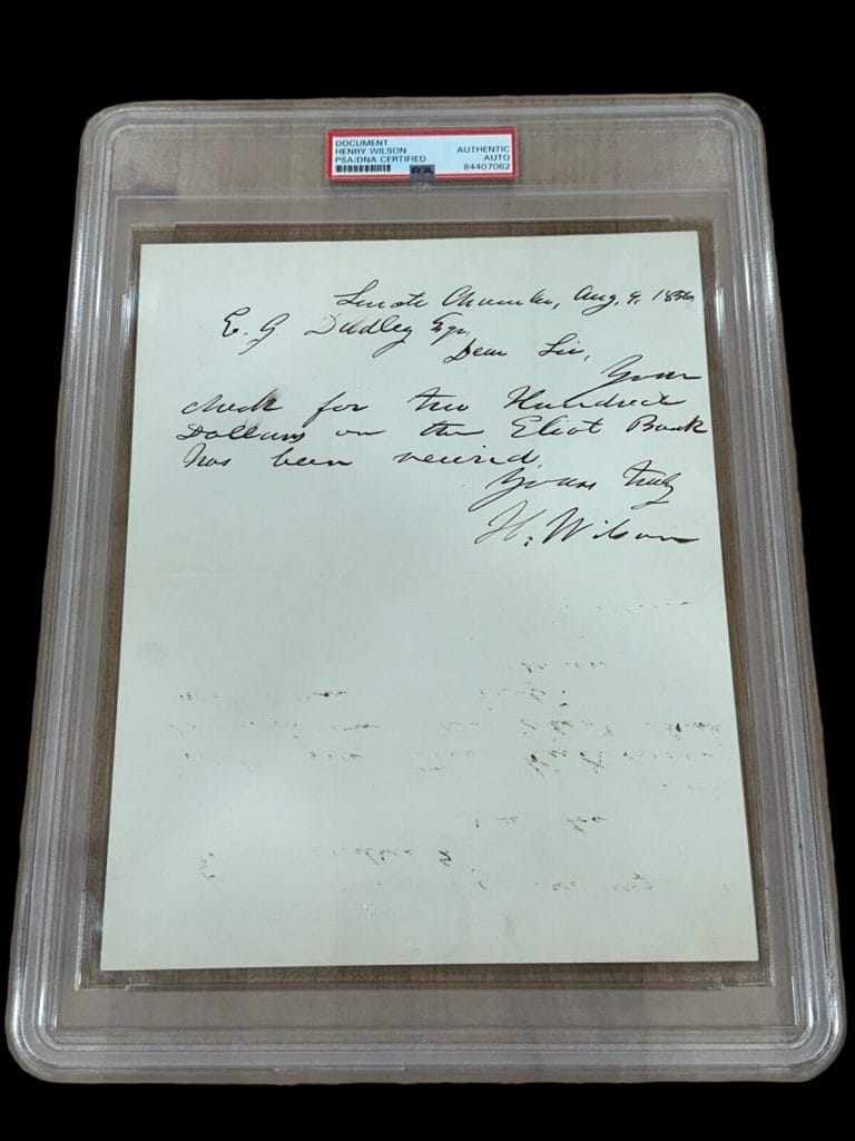 Henry Wilson Ulysses S. Grant US Vice President Signed Autograph