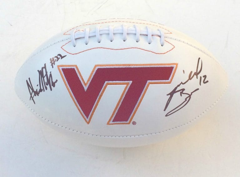 HOKIES MICHAEL BREWER & SHAI MCKENZIE SIGNED AUTOGRAPHED LOGO FOOTBALL COA!
 COLLECTIBLE MEMORABILIA