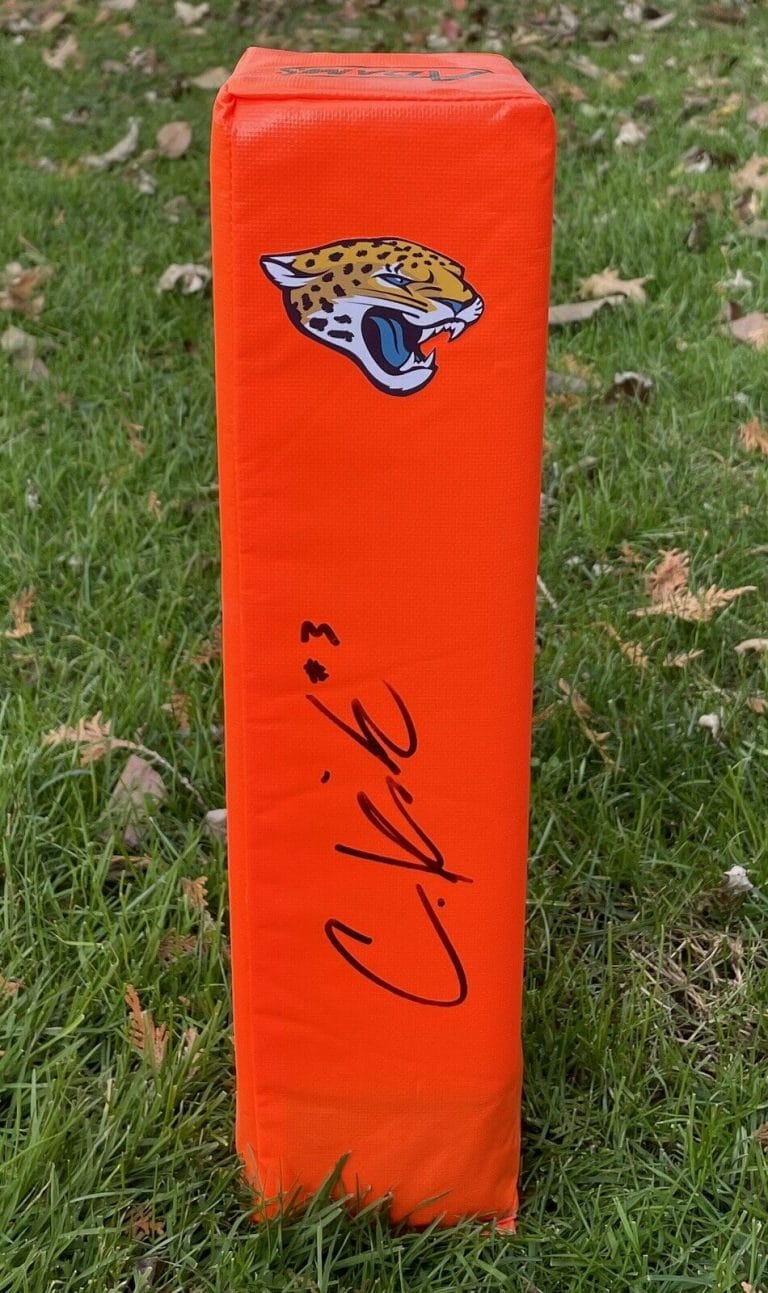 JACKSONVILLE JAGUARS CHRISTIAN KIRK SIGNED AUTOGRAPHED FOOTBALL PYLON COA!
 COLLECTIBLE MEMORABILIA