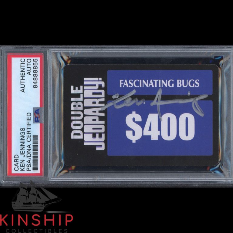 KEN JENNINGS SIGNED JEOPARDY PLAYING CARD PSA DNA SLABBED AUTO TV HOST C2175 COLLECTIBLE MEMORABILIA