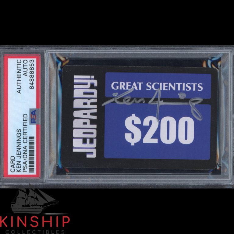KEN JENNINGS SIGNED JEOPARDY PLAYING CARD PSA DNA SLABBED AUTO TV HOST C2178 COLLECTIBLE MEMORABILIA