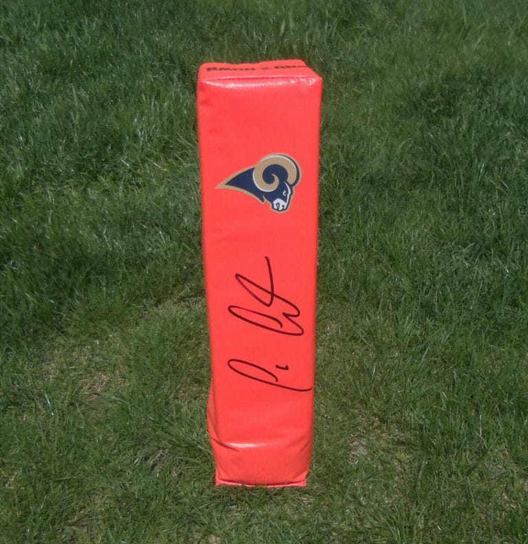 LOS ANGELES RAMS TAVON AUSTIN SIGNED AUTOGRAPHED FOOTBALL PYLON COA! PROOF!!
 COLLECTIBLE MEMORABILIA