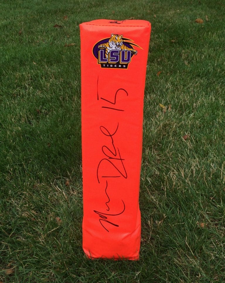LSU TIGERS #15 MALACHI DUPRE SIGNED AUTOGRAPHED FOOTBALL PYLON COA! PROOF!
 COLLECTIBLE MEMORABILIA