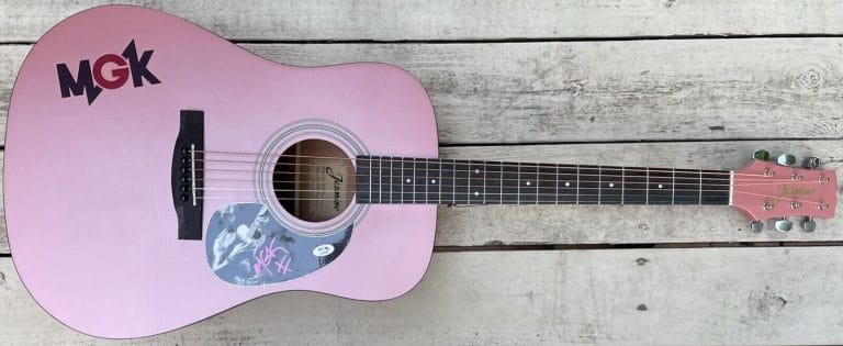 MACHINE GUN KELLY “MGK” AUTOGRAPHED “MAINSTREAM SELLOUT” GUITAR PSA/DNA COA
 COLLECTIBLE MEMORABILIA