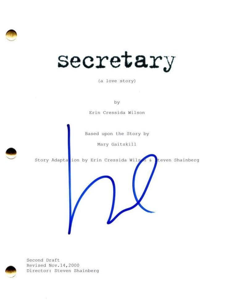 MAGGIE GYLLENHAAL SIGNED AUTOGRAPH SECRETARY FULL MOVIE SCRIPT SCREENPLAY COLLECTIBLE MEMORABILIA