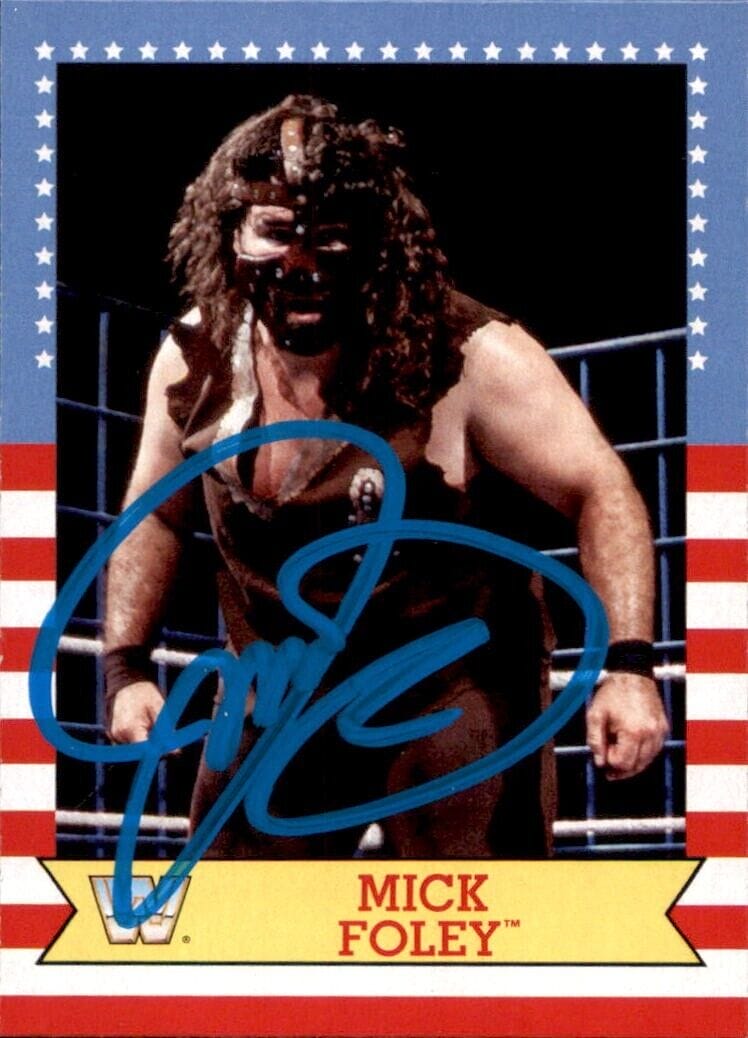 MANKIND SIGNED 2017 TOPPS WWE SUMMERSLAM CARD #22 MICK FOLEY
 COLLECTIBLE MEMORABILIA
