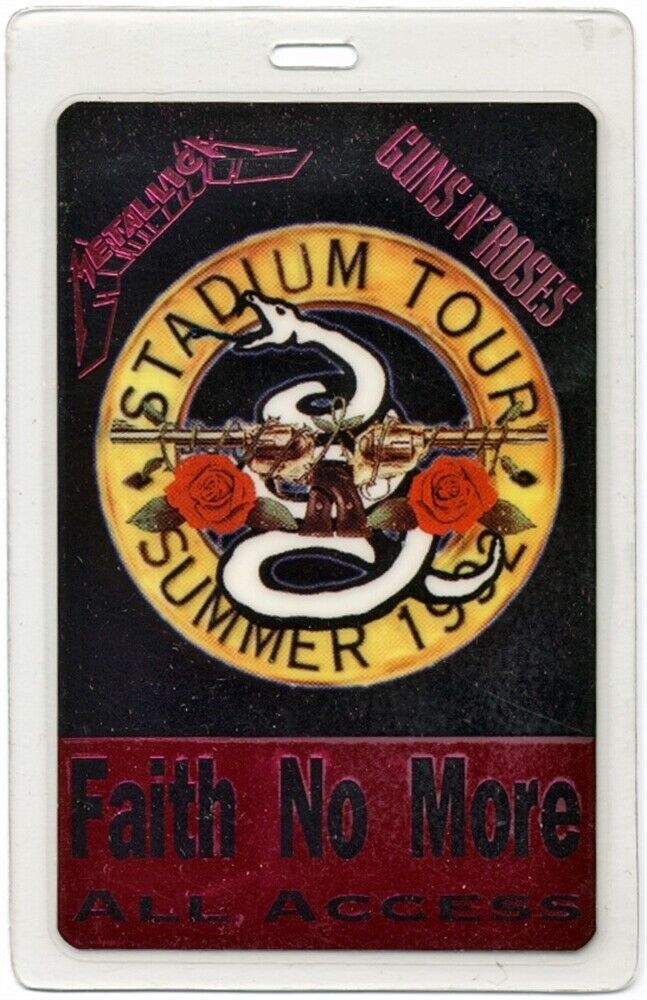 Metallica 1992 tour w/ Guns N Roses Faith No More Laminated Stage ...