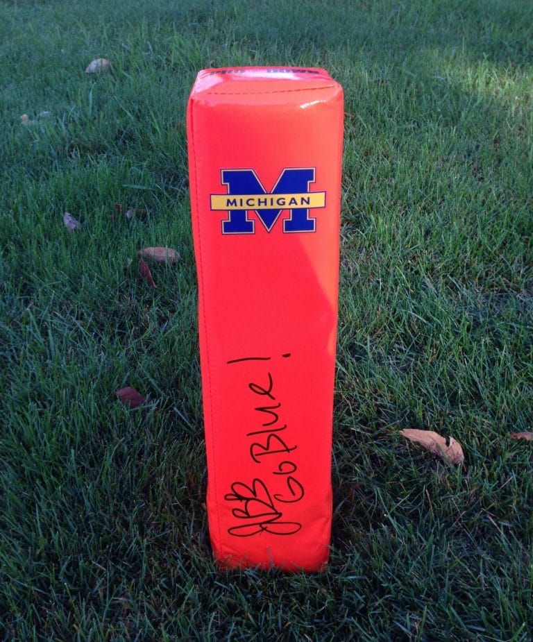 MICHIGAN JUWANN BUSHELL-BEATTY SIGNED AUTOGRAPHED FOOTBALL PYLON COA! GO BLUE!
 COLLECTIBLE MEMORABILIA