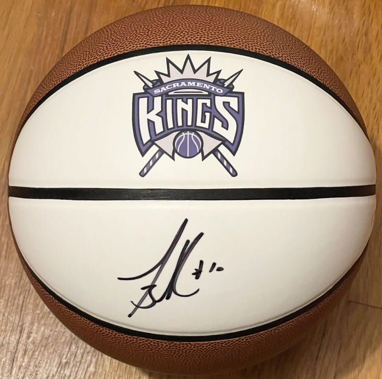 MIKE BIBBY SIGNED AUTOGRAPHED SACRAMENTO KINGS LOGO BASKETBALL PSA/DNA
 COLLECTIBLE MEMORABILIA