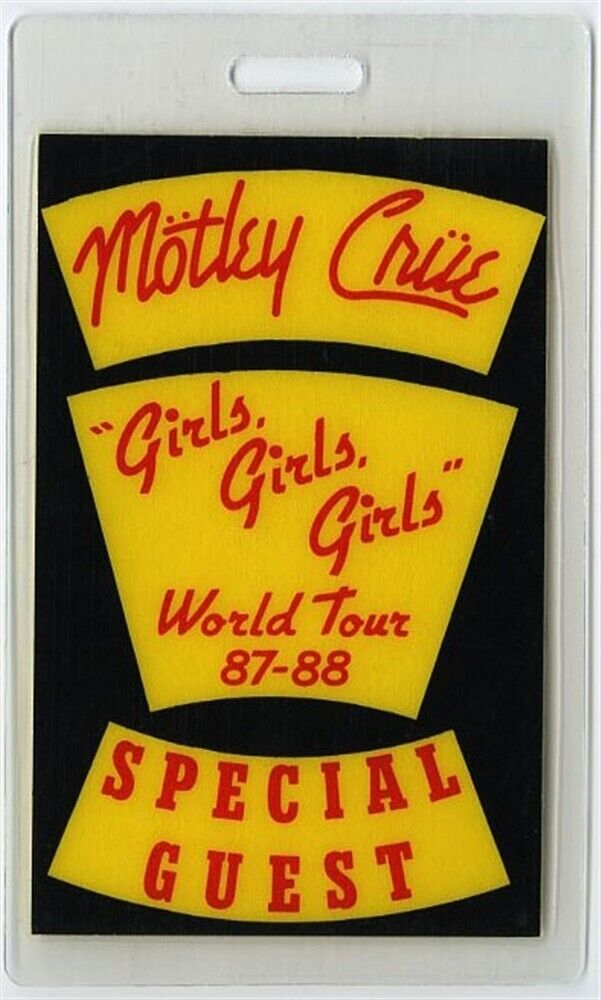 Motley Crue 1987 Girls Girls Girls tour Band Guest Laminated Backstage