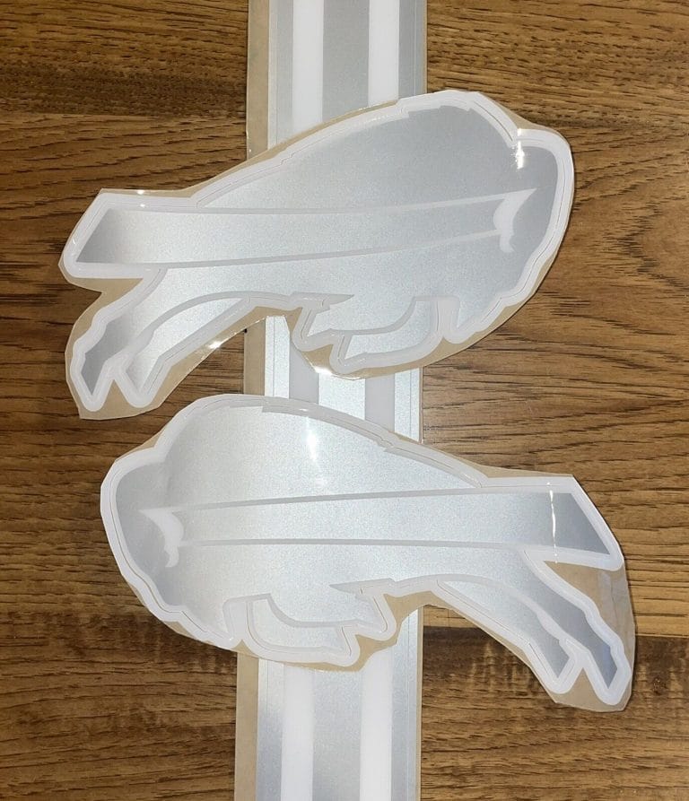 NEW BUFFALO BILLS FULL SIZE FOOTBALL HELMET CHROME ICE DECALS 3M 20MM 3 PIECES
 COLLECTIBLE MEMORABILIA