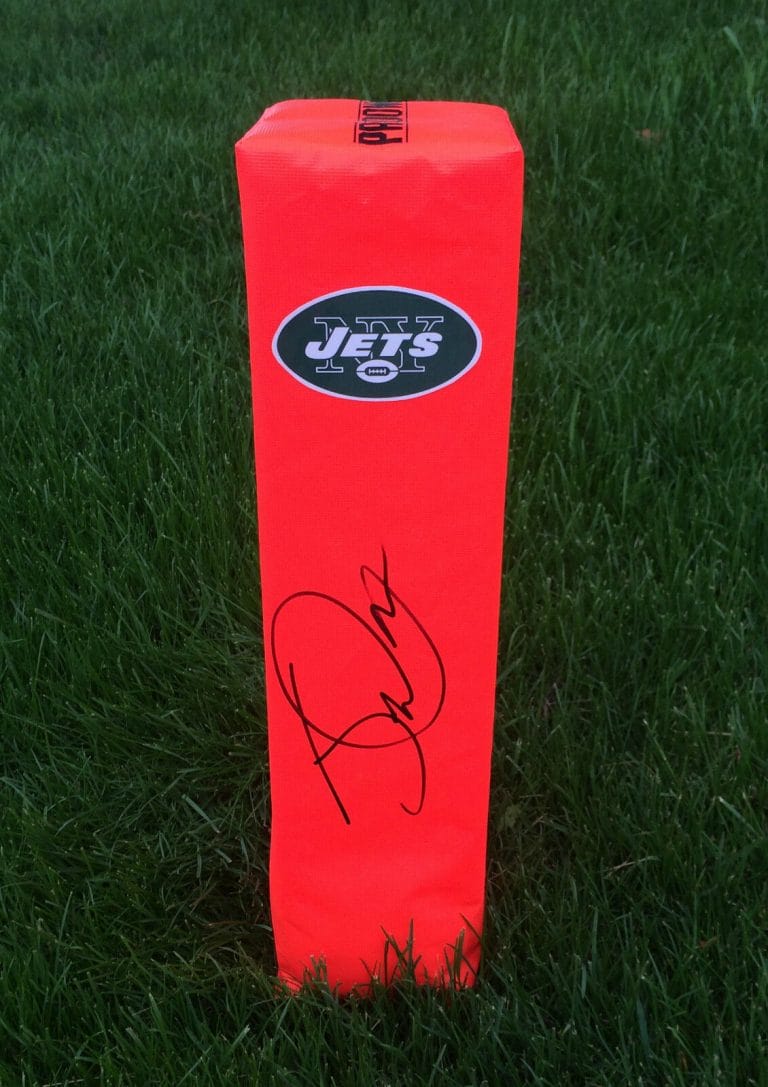 NEW YORK JETS JACE AMARO SIGNED AUTOGRAPHED FOOTBALL PYLON COA! EXACT PROOF
 COLLECTIBLE MEMORABILIA