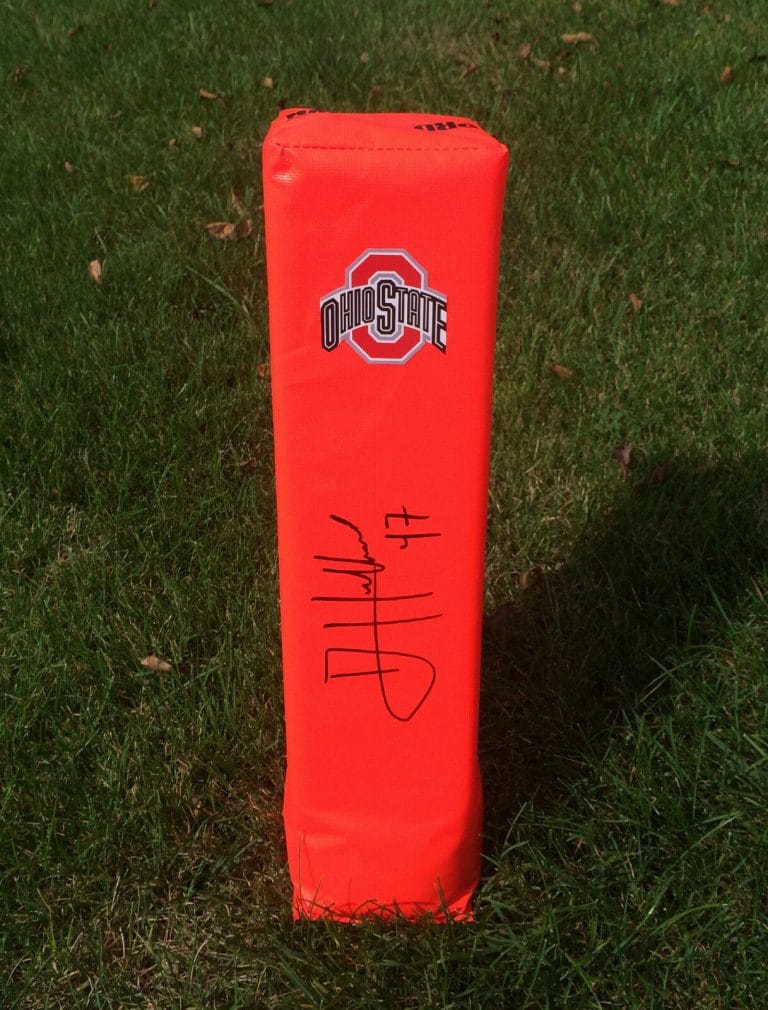 OHIO STATE BUCKEYES #47 JUSTIN HILLIARD SIGNED AUTOGRAPHED FOOTBALL PYLON COA!
 COLLECTIBLE MEMORABILIA