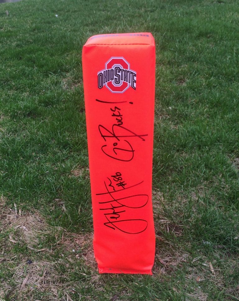 OHIO STATE BUCKEYES #86 JEFF HEUERMAN SIGNED AUTOGRAPHED FOOTBALL PYLON COA!
 COLLECTIBLE MEMORABILIA