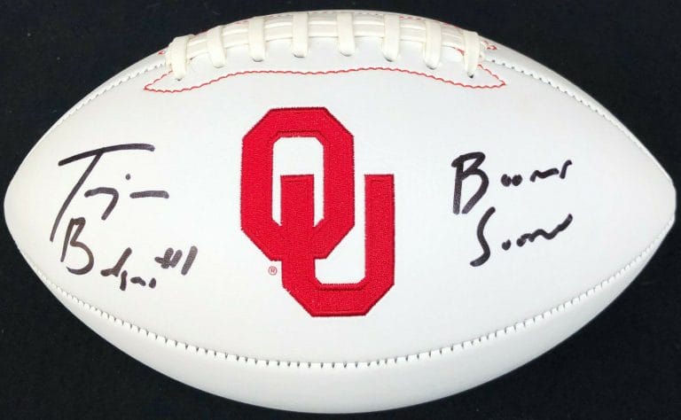 OKLAHOMA #8 TREJAN BRIDGES SIGNED AUTOGRAPHED LOGO FOOTBALL COA! BOOMER SOONER
 COLLECTIBLE MEMORABILIA