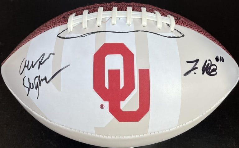OKLAHOMA SOONERS AUSTIN STOGNER & THEO WEASE SIGNED AUTOGRAPHED FOOTBALL COA
 COLLECTIBLE MEMORABILIA
