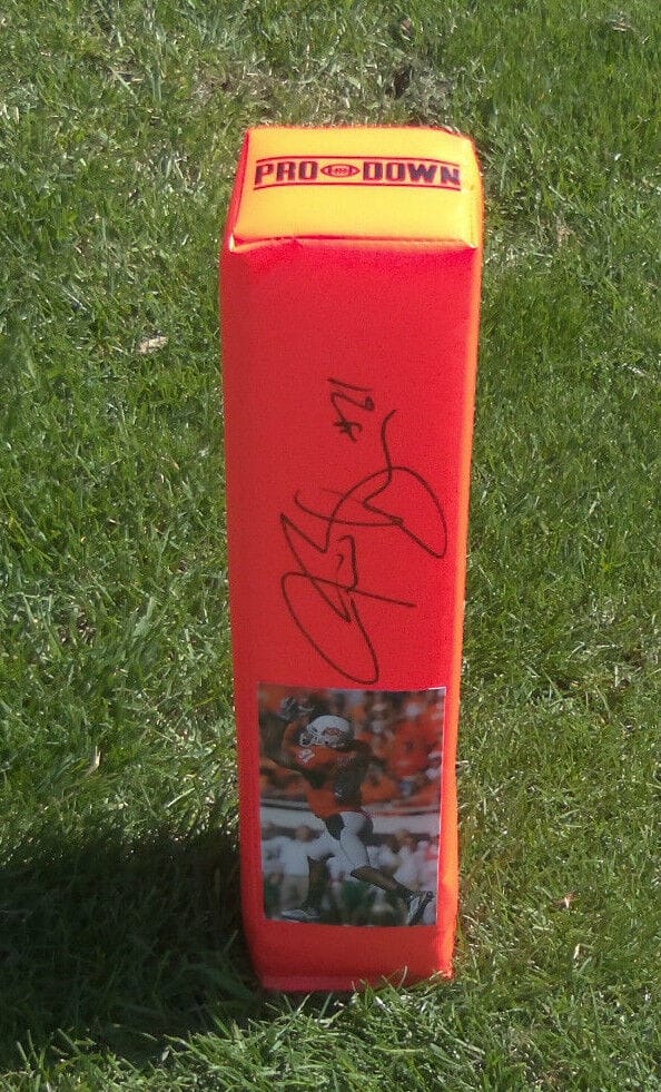 OKLAHOMA STATE #81 JUSTIN BLACKMON SIGNED AUTOGRAPHED FOOTBALL PYLON COA! PROOF!
 COLLECTIBLE MEMORABILIA