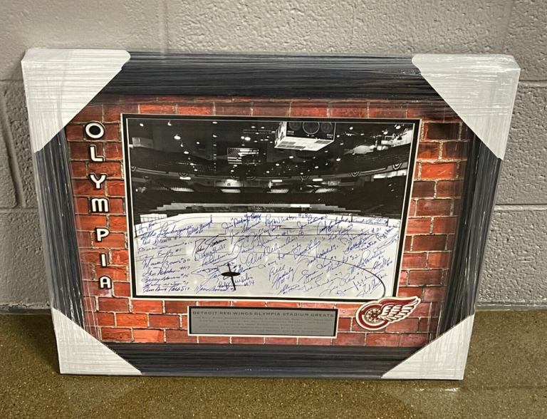 OLYMPIA STADIUM GREATS SIGNED FRAMED DETROIT RED WINGS 11×14 PHOTO JSA COA COLLECTIBLE MEMORABILIA