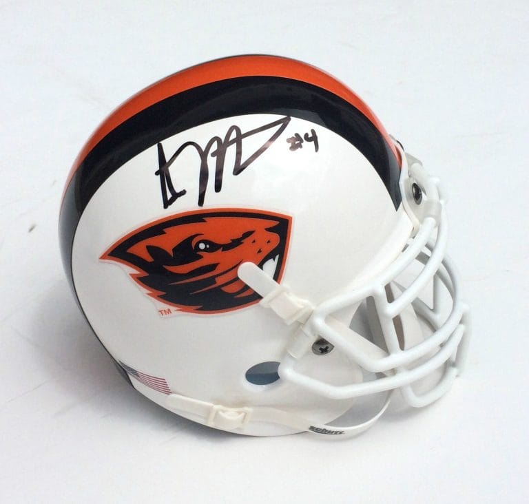 OREGON STATE #4 SEAN MANNION SIGNED AUTOGRAPHED FOOTBALL MINI HELMET COA! PROOF
 COLLECTIBLE MEMORABILIA