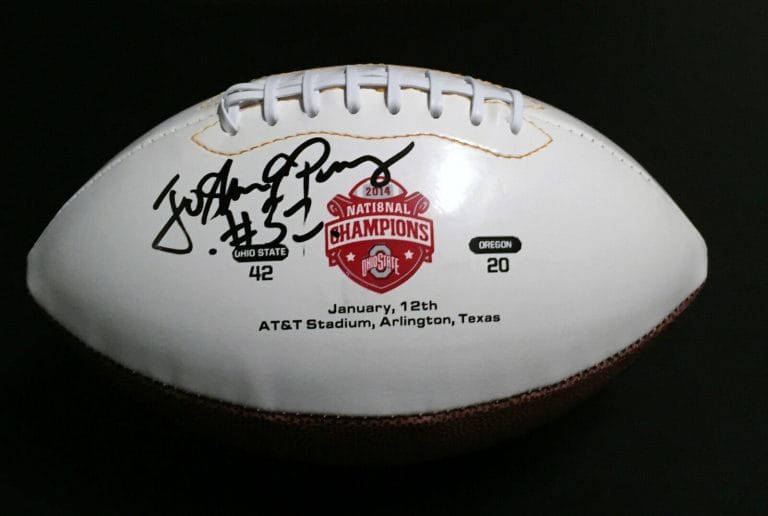 OSU BUCKEYES #37 JOSHUA PERRY SIGNED AUTOGRAPHED FOOTBALL COA! NATL CHAMPS!
 COLLECTIBLE MEMORABILIA