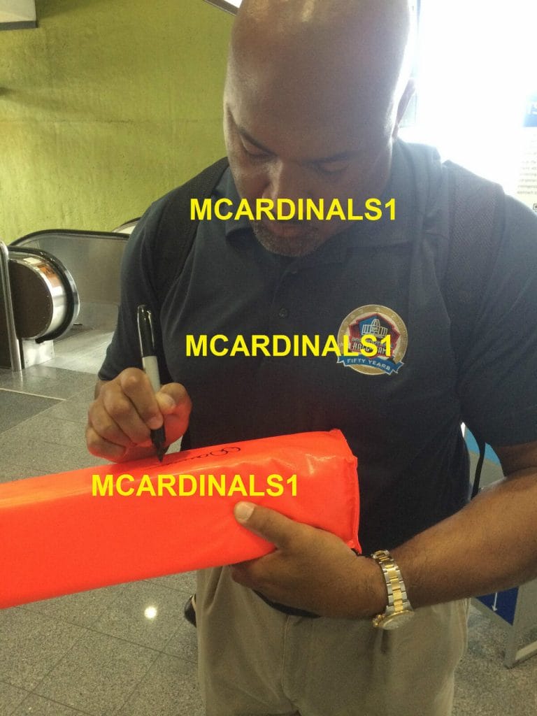 PITTSBURGH STEELERS DERMONTTI DAWSON SIGNED AUTOGRAPHED FOOTBALL PYLON COA PROOF
 COLLECTIBLE MEMORABILIA