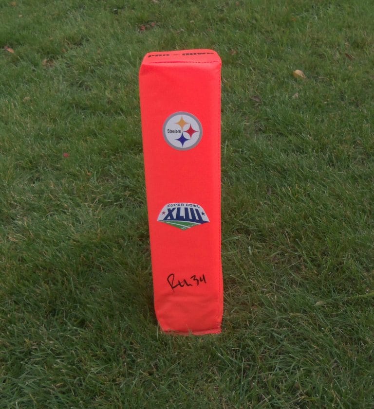 PITTSBURGH STEELERS RASHARD MENDENHALL SIGNED AUTOGRAPHED FOOTBALL PYLON COA!
 COLLECTIBLE MEMORABILIA