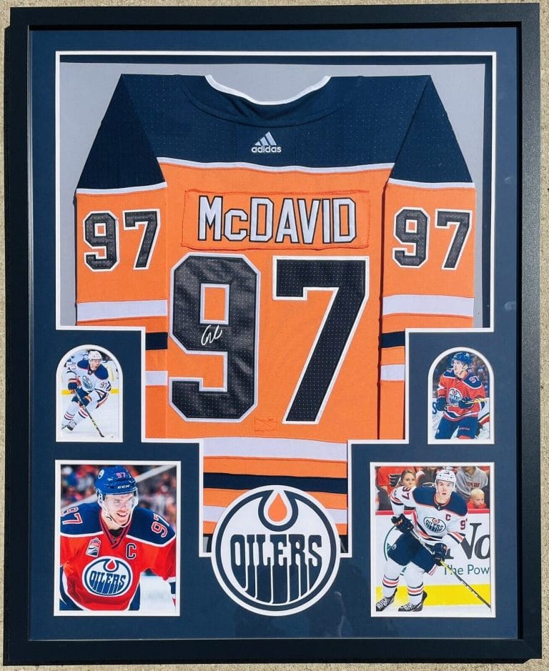 PSA/DNA EDMONTON OILERS CONNOR MCDAVID AUTOGRAPHED FRAMED HOCKEY JERSEY MVP
 COLLECTIBLE MEMORABILIA