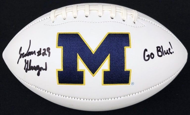 PSA/DNA MICHIGAN WOLVERINES #29 JORDAN GLASGOW SIGNED AUTOGRAPHED LOGO FOOTBALL
 COLLECTIBLE MEMORABILIA