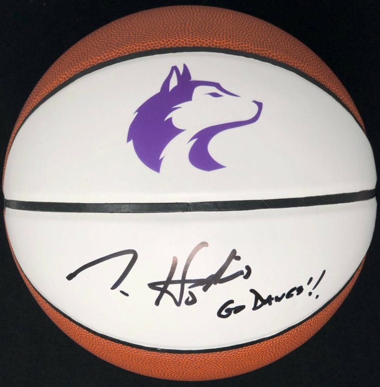 PSA/DNA WASHINGTON HUSKIES MIKE HOPKINS SIGNED AUTOGRAPHED LOGO BASKETBALL
 COLLECTIBLE MEMORABILIA