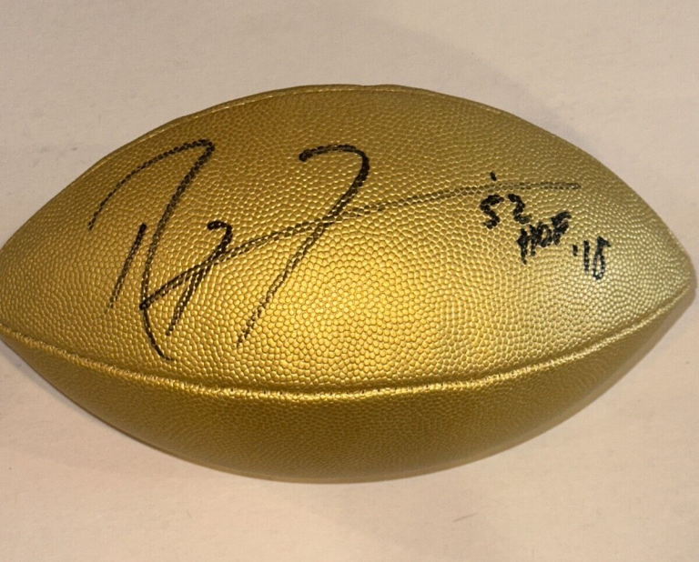 RAY LEWIS SIGNED WILSON DUKE HOF FOOTBALL BECKETT AUTH. (BAS) & HOF INSCRIPTION
 COLLECTIBLE MEMORABILIA