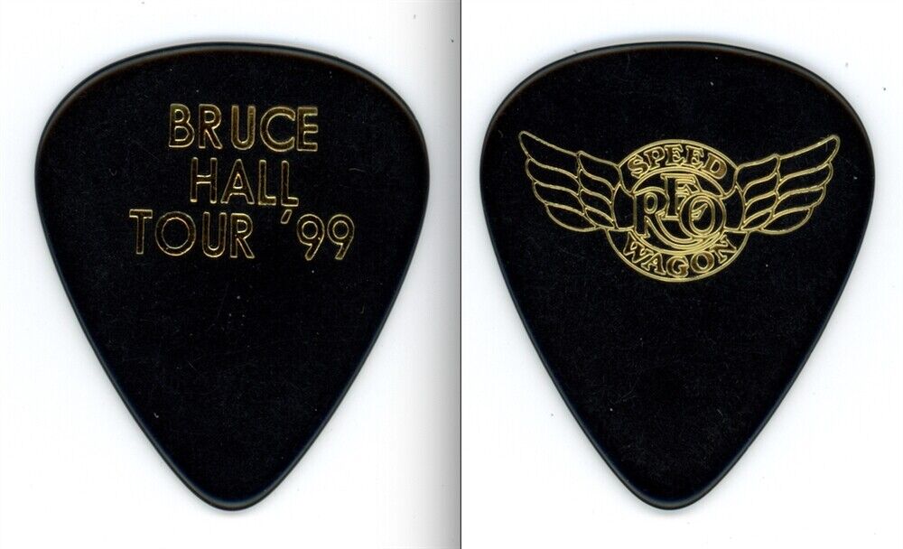 REO Speedwagon 1999 Bruce Hall Gold/Black Guitar Pick | Autographia