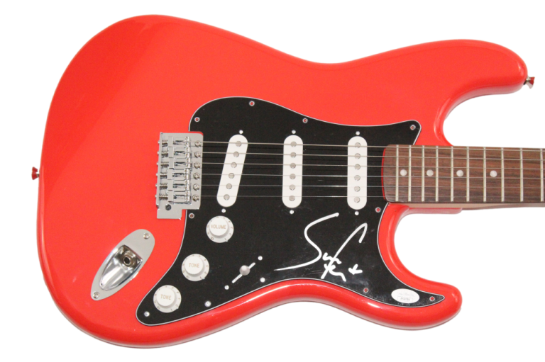 SAM FENDER SIGNED AUTOGRAPH FULL SIZE RED FENDER ELECTRIC GUITAR W/ JSA COA COLLECTIBLE MEMORABILIA