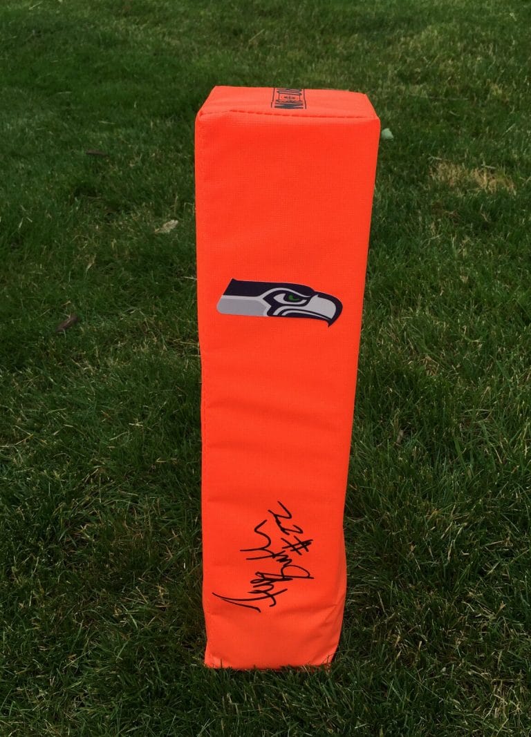 SEATTLE SEAHAWKS #22 TYE SMITH SIGNED AUTOGRAPHED FOOTBALL TD PYLON COA! 12 MAN
 COLLECTIBLE MEMORABILIA