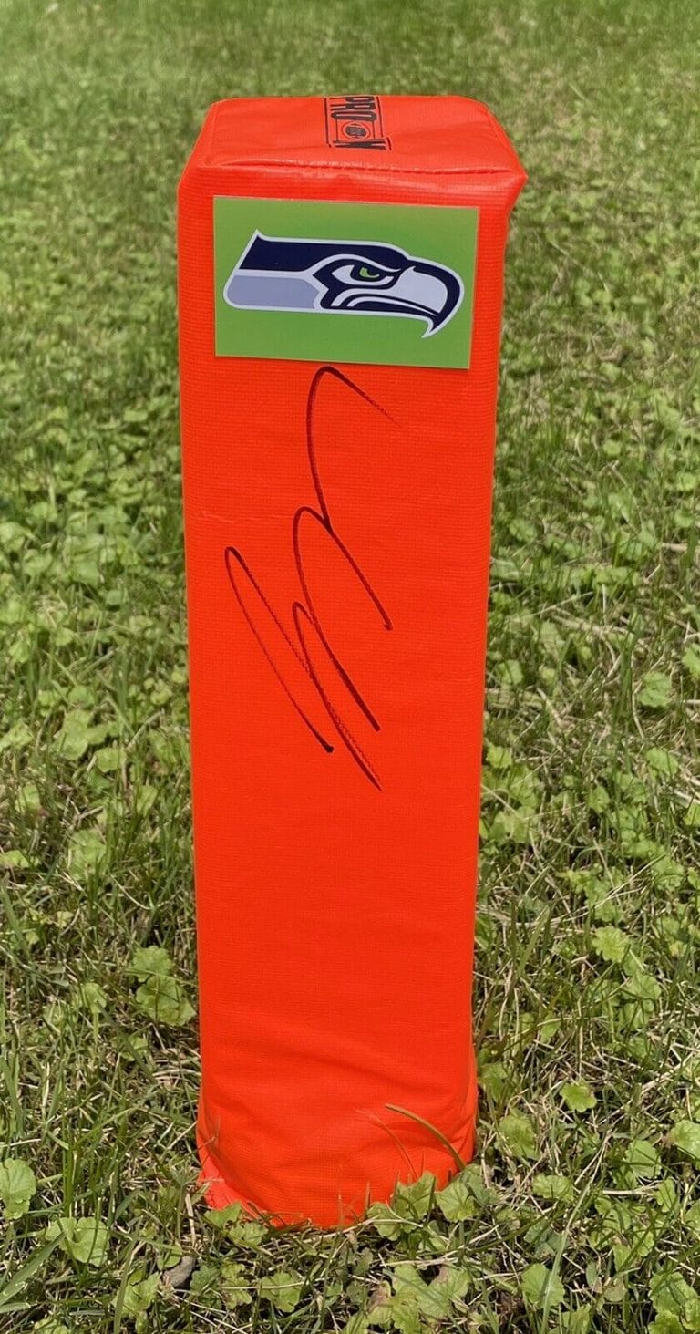 SEATTLE SEAHAWKS #33 JAMAAL ADAMS SIGNED AUTOGRAPHED FOOTBALL PYLON COA
 COLLECTIBLE MEMORABILIA