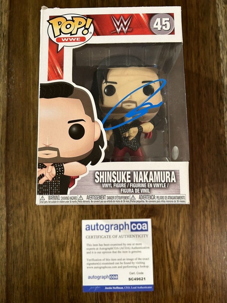 SHINSUKE NAKAMURA SIGNED WWE JAPANESE WRESTLING FUNKO POP FIGURE ACOA WRESTLER
 COLLECTIBLE MEMORABILIA