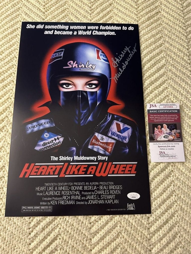 SHIRLEY MULDOWNEY SIGNED 11×17 HEART LIKE A WHEEL POSTER JSA AUTHENTICATED COA
 COLLECTIBLE MEMORABILIA