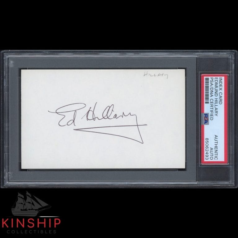 SIR EDMUND HILLARY SIGNED 3×5 INDEX CARD PSA DNA SLABBED MT EVEREST AUTO C2033
 COLLECTIBLE MEMORABILIA