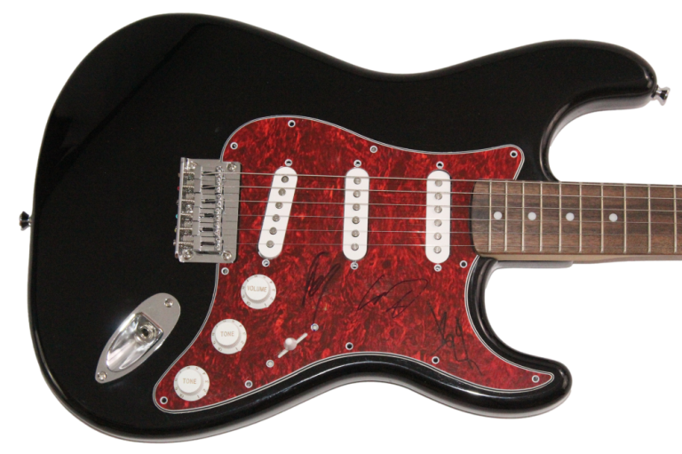 SLIPKNOT BAND SIGNED AUTOGRAPH FENDER GUITAR – COREY TAYLOR JIM ROOT MICK JSA COLLECTIBLE MEMORABILIA