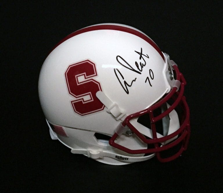 STANFORD CARDINAL #70 ANDRUS PEAT SIGNED AUTOGRAPHED FOOTBALL HELMET COA!
 COLLECTIBLE MEMORABILIA