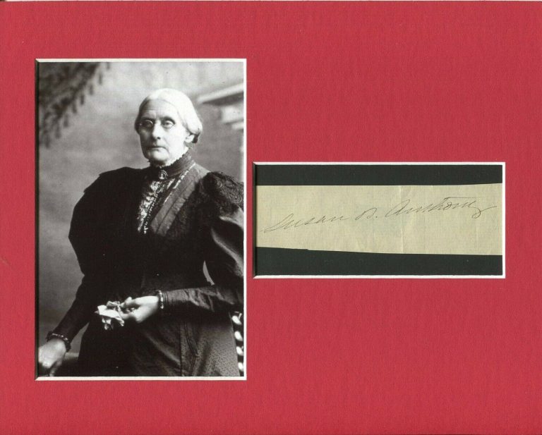 SUSAN B. ANTHONY WOMEN’S SUFFRAGE ABOLITIONIS SIGNED AUTOGRAPH DISPLAY PHOTO JSA COLLECTIBLE MEMORABILIA