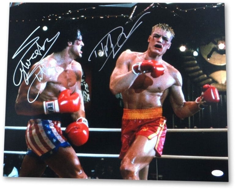 Sylvester Stallone Dolph Lundgren Autographed 16x20 Photo Rocky Iv Jsa