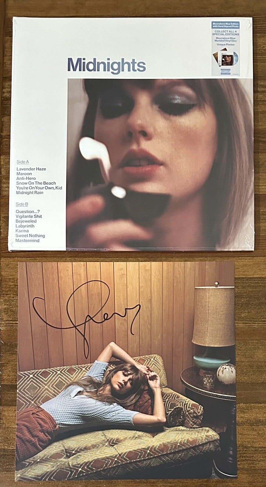 TAYLOR SWIFT MIDNIGHTS BLUE VINYL & AUTOGRAPHED SIGNED PHOTOGRAPH PSA ...